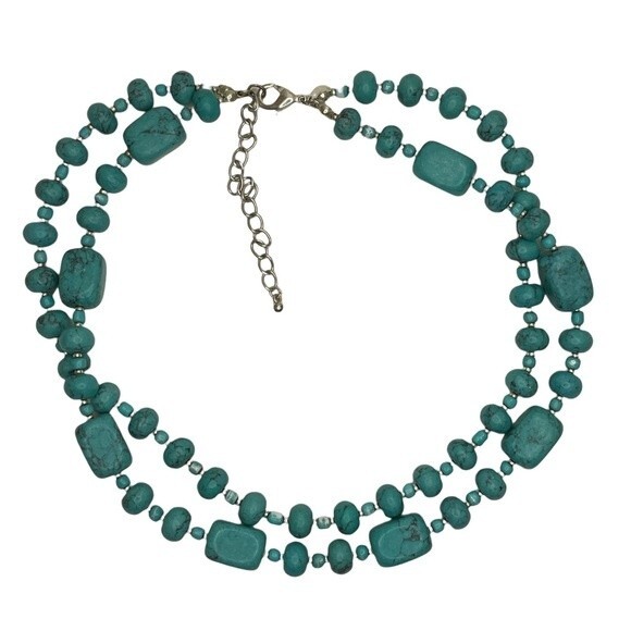 Premier Designs Double Stranded Turquoise Necklace - Picture 2 of 8